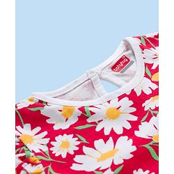 Babyhug 100% Cotton Knit Full Sleeves T-Shirts with Frill Detailing Polka Dots & Floral Print Pack of 3 - Red Yellow & White