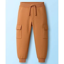 Babyhug Single Jersey Knit Full Sleeves Solid Color Shirt & Joggers Set with Inner Tee - Brown