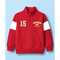 Babyhug Terry Knit Full Sleeves T-Shirt & Lounge Pant Set with Text Print - Maroon