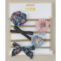 Babyhug Headband with Bow & Floral Applique Pack of 5 - Multicolor