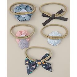 Babyhug Headband with Bow & Floral Applique Pack of 5 - Multicolor