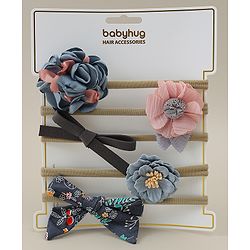 Babyhug Headband with Bow & Floral Applique Pack of 5 - Multicolor