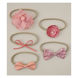 Babyhug Headband with Bow & Floral Applique Pack of 5 - Multicolor