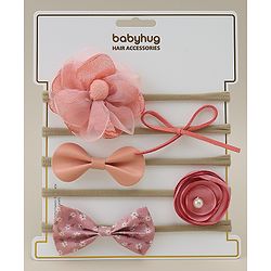 Babyhug Headband with Bow & Floral Applique Pack of 5 - Multicolor