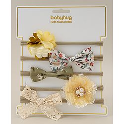 Babyhug Free Size Rubber Bands with Floral and Bow Applique Pack of 5 - Multicolor