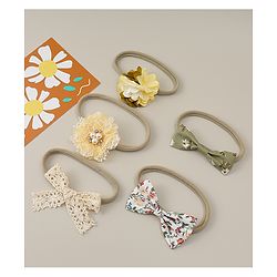 Babyhug Free Size Rubber Bands with Floral and Bow Applique Pack of 5 - Multicolor