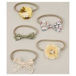 Babyhug Free Size Rubber Bands with Floral and Bow Applique Pack of 5 - Multicolor