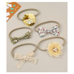 Babyhug Free Size Rubber Bands with Floral and Bow Applique Pack of 5 - Multicolor