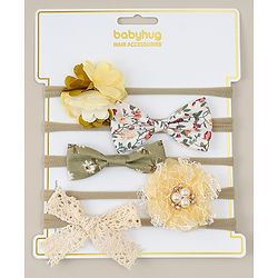 Babyhug Free Size Rubber Bands with Floral and Bow Applique Pack of 5 - Multicolor