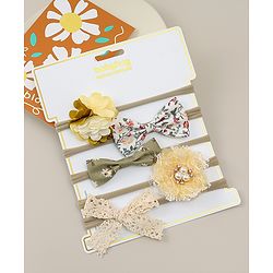 Babyhug Free Size Rubber Bands with Floral and Bow Applique Pack of 5 - Multicolor