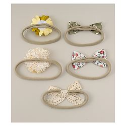 Babyhug Free Size Rubber Bands with Floral and Bow Applique Pack of 5 - Multicolor