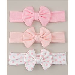 Babyhug Headbands With Bow Applique Pack of 3 - Pink & White