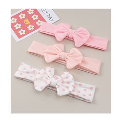 Babyhug Headbands With Bow Applique Pack of 3 - Pink & White