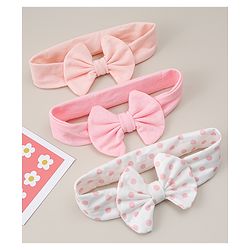 Babyhug Headbands With Bow Applique Pack of 3 - Pink & White