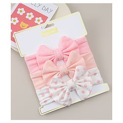 Babyhug Headbands With Bow Applique Pack of 3 - Pink & White