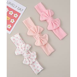 Babyhug Headbands With Bow Applique Pack of 3 - Pink & White