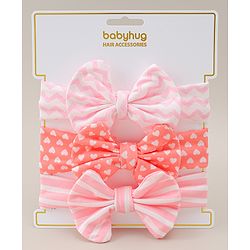 Babyhug Headbands With Bow Applique Pack Of 3 - Multicolour