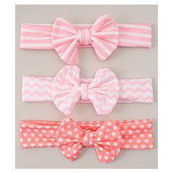 Babyhug Headbands With Bow Applique Pack Of 3 - Multicolour