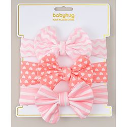 Babyhug Headbands With Bow Applique Pack Of 3 - Multicolour
