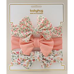 Babyhug Headbands With Bow Applique Pack of 3 - Multicolor