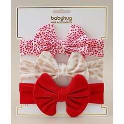 Babyhug Headbands With Bow Applique Pack of 3 - Multicolor