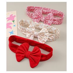 Babyhug Headbands With Bow Applique Pack of 3 - Multicolor