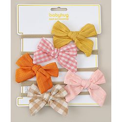 Babyhug Headband with Bow  Applique Pack of 5 - Multicolor