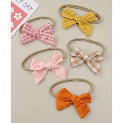 Babyhug Headband with Bow  Applique Pack of 5 - Multicolor