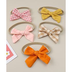 Babyhug Headband with Bow  Applique Pack of 5 - Multicolor
