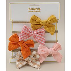 Babyhug Headband with Bow  Applique Pack of 5 - Multicolor