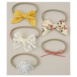 Babyhug Headband with Bow & Floral Applique Pack of 5 - Multicolor