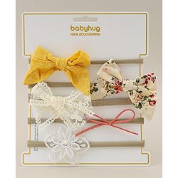 Babyhug Headband with Bow & Floral Applique Pack of 5 - Multicolor