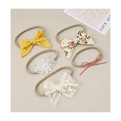 Babyhug Headband with Bow & Floral Applique Pack of 5 - Multicolor