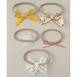 Babyhug Headband with Bow & Floral Applique Pack of 5 - Multicolor