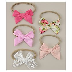 Babyhug Headband With Floral Print Pack Of 5 - Multicolour