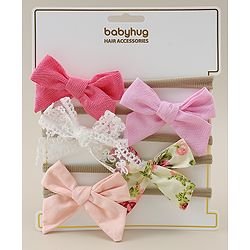 Babyhug Headband With Floral Print Pack Of 5 - Multicolour