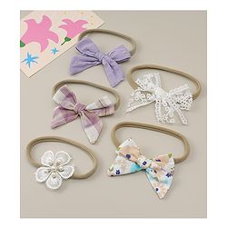 Babyhug Headbands With Floral Print Pack Of 5 - Multicolour
