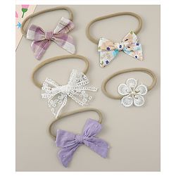 Babyhug Headbands With Floral Print Pack Of 5 - Multicolour