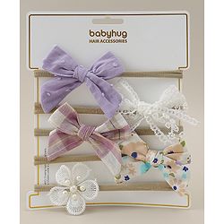 Babyhug Headbands With Floral Print Pack Of 5 - Multicolour
