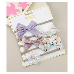 Babyhug Headbands With Floral Print Pack Of 5 - Multicolour