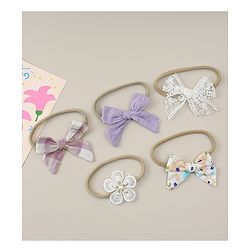 Babyhug Headbands With Floral Print Pack Of 5 - Multicolour