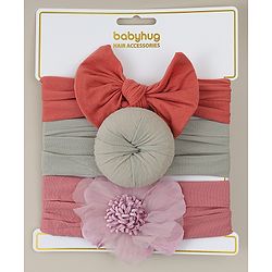 Babyhug Headbands With Bow Applique Pack Of 3 - Multicolor