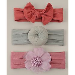 Babyhug Headbands With Bow Applique Pack Of 3 - Multicolor
