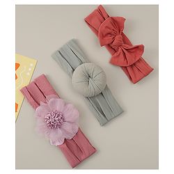 Babyhug Headbands With Bow Applique Pack Of 3 - Multicolor