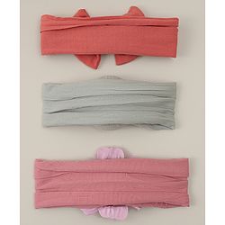 Babyhug Headbands With Bow Applique Pack Of 3 - Multicolor