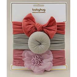 Babyhug Headbands With Bow Applique Pack Of 3 - Multicolor