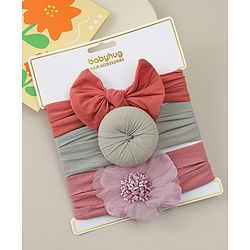 Babyhug Headbands With Bow Applique Pack Of 3 - Multicolor