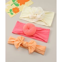 Babyhug Headbands With Bow Applique Pack Of 3 - Multicolor