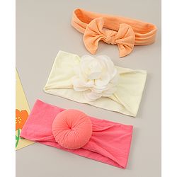 Babyhug Headbands With Bow Applique Pack Of 3 - Multicolor