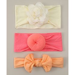 Babyhug Headbands With Bow Applique Pack Of 3 - Multicolor